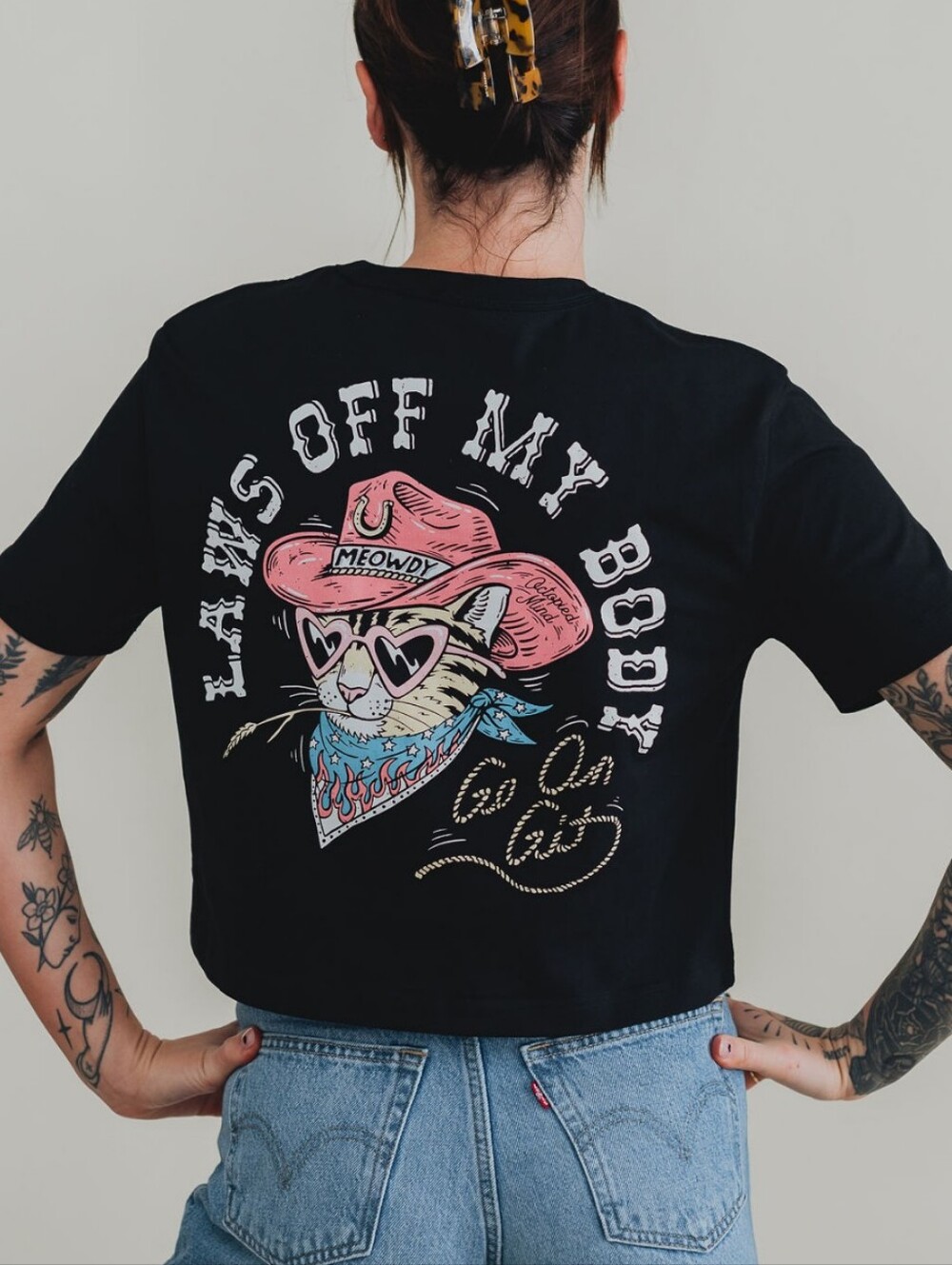 NWOT Octopied mind Laws Of My Body Cropped Tee, Size Small